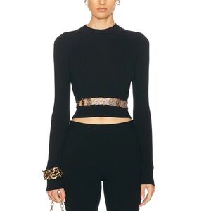 Paco Rabanne Embellished Gold Medallion Hem Wool & Silk Sweater size large $790